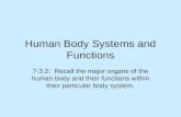 Human Body Systems and Functions 7-3.2: Recall the major organs of the human body and their functions within their particular body system.