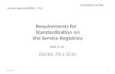 Requirements for Standardization on the Service Registries ISO/IEC JTC1 SC32 2015/10/161 A comment to WSSG, JTC1 SC32WG2 N1209 2008.11.10.