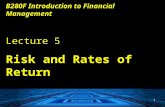 1 B280F Introduction to Financial Management Lecture 5 Risk and Rates of Return.