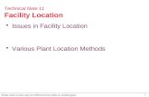 1 Slides used in class may be different from slides in student pack Technical Note 11 Facility Location  Issues in Facility Location  Various Plant Location.