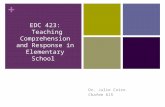 + Dr. Julie Coiro Chafee 615 EDC 423: Teaching Comprehension and Response in Elementary School.