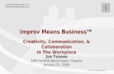 I © 2009 Tosone Associates LLC Improv Means Business TM Creativity, Communication, & Collaboration in The Workplace Jim Tosone SIM Fairfield-Westchester.
