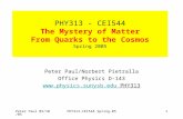 Peter Paul 03/10/05PHY313-CEI544 Spring-051 PHY313 - CEI544 The Mystery of Matter From Quarks to the Cosmos Spring 2005 Peter Paul/Norbert Pietralla Office.