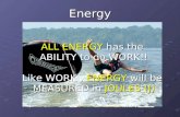 Energy ALL ENERGY has the ABILITY to do WORK!! Like WORK, ENERGY will be MEASURED in JOULES (J)