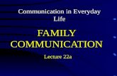 FAMILY COMMUNICATION Lecture 22a Communication in Everyday Life.