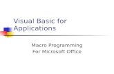 Visual Basic for Applications Macro Programming For Microsoft Office.