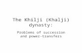 The Khilji (Khalji) dynasty: Problems of succession and power-transfers.
