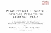 CaMATCH Pilot Project1 Pilot Project : caMATCH Matching Patients to Clinical Trials A Contribution to Strategic Research and Standards Development for.