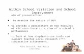 Aim of presentation: to examine the nature of WSV to provide a perspective on how measures of WSV contribute to a view of a school’s performance to look.