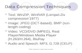 EE465: Introduction to Digital Image Processing1 Data Compression Techniques Text: WinZIP, WinRAR (Lempel-Ziv compression’1977) Image: JPEG (DCT-based),