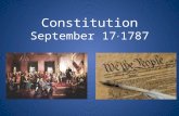 Constitution September 17, 1787. 7 Principles of the Constitution 1.Popular Sovereignty 2.Republicanism 3.Federalism 4.Separation of Powers 5.Checks and.