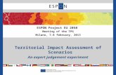 Territorial Impact Assessment of Scenarios An expert judgement experiment ESPON Project EU 2050 Meeting of the TPG Milano, 7-8 february, 2013.