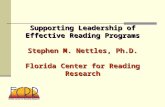 Supporting Leadership of Effective Reading Programs Stephen M. Nettles, Ph.D. Florida Center for Reading Research.