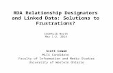 RDA Relationship Designators and Linked Data: Solutions to Frustrations? Scott Cowan MLIS Candidate Faculty of Information and Media Studies University.