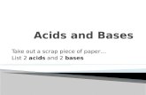 Take out a scrap piece of paper… List 2 acids and 2 bases.