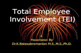 A Presentation By Dr.K.Balasubramanian M.S.,M.S.,Ph.D. Total Employee Involvement (TEI)