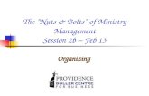 The “Nuts & Bolts” of Ministry Management Session 2b – Feb 13 Organizing.