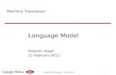 Machine Translation - Spring 20111 Machine Translation Language Model Stephan Vogel 21 February 2011.