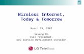 March 19, 2002 Seyong Ro Vice President, New Service Development Division Wireless Internet, Today & Tomorrow.