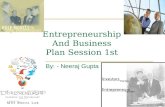 Entrepreneurship And Business Plan Session 1st By: - Neeraj Gupta.