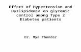 Effect of Hypertension and Dyslipidemia on glycemic control among Type 2 Diabetes patients Dr. Mya Thandar.