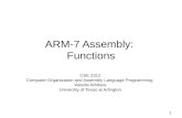 ARM-7 Assembly: Functions 1 CSE 2312 Computer Organization and Assembly Language Programming Vassilis Athitsos University of Texas at Arlington.