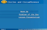 9-8 Circles and Circumference Course 1 Warm Up Warm Up Lesson Presentation Lesson Presentation Problem of the Day Problem of the Day.
