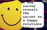 A new survey reveals the secret to a happy relationship.