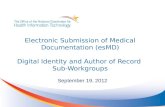 Electronic Submission of Medical Documentation (esMD) Digital Identity and Author of Record Sub-Workgroups September 19, 2012.