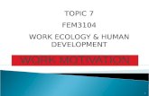 WORK MOTIVATION 1 TOPIC 7 FEM3104 WORK ECOLOGY & HUMAN DEVELOPMENT.