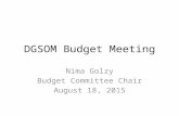 DGSOM Budget Meeting Nima Golzy Budget Committee Chair August 18, 2015.