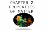 CHAPTER 2 PROPERTIES OF MATTER. PURE SUBSTANCES Matter w/ same composition throughout –Table salt or sugar Every pinch tastes equally salty/sweet 2 categories: