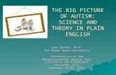 THE BIG PICTURE OF AUTISM: SCIENCE AND THEORY IN PLAIN ENGLISH Lars Perner, Ph.D. San Diego State University Presentation at the ANCA Foundation Special.