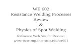WE 602 Resistance Welding Processes Review & Physics of Spot Welding Reference Web Site for Review: .