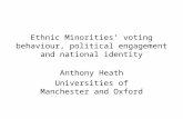 Ethnic Minorities’ voting behaviour, political engagement and national identity Anthony Heath Universities of Manchester and Oxford.