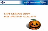 SHPE GENERAL BODY MEETING!!!!!!!! 10/22/2014 1. Study Sessions The first study session was this past Sunday, as the first round of exams are slowly approaching.