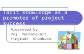 Tacit knowledge as a promoter of project success Presented by Poj Paniangvait Yingrudi Khankaew.