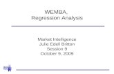 WEMBA, Regression Analysis Market Intelligence Julie Edell Britton Session 9 October 9, 2009.