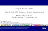 “Day in the life Demo” End-2-End SOA Business Driven Development Roles and Tools for Business and IT stakeholders Bill.Hahn @us.ibm.com IBM Sr. Consulting.