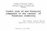 Credit risk of non-financial companies in the context of financial stability MSc Student: Romulus Mircea Supervisor: Professor Moisă Altăr Academy of Economic.