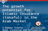 1 The growth potential for Islamic Insurance (takaful) in the Arab Market A.Rahman Tolefat Head, Licensing and Information Manama, 21 st March 2006.