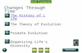 Unit Overview – pages 366-367 Changes Through Time The History of Life The Theory of Evolution Primate Evolution Organizing Life’s Diversity.