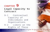 Law for Business and Personal Use © Thomson South-Western CHAPTER 9 Legal Capacity to Contract 9-1Contractual Capacity of Individuals and Organizations.