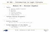 EE 261 – Introduction to Logic Circuits Module #4 Page 1 EE 261 – Introduction to Logic Circuits Module #4 – Boolean Algebra Topics A.Boolean Algebra Formation.