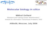 Molecular biology in silico Mikhail Gelfand Research and Training Center “Bioinformatics”, Institute for Information Transmission Problems, RAS AlBio06,