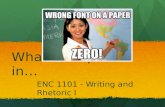 What to Expect in… ENC 1101 - Writing and Rhetoric I.
