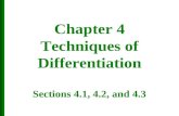 Chapter 4 Techniques of Differentiation Sections 4.1, 4.2, and 4.3.