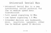 BR 6/001 Universal Serial Bus Universal Serial Bus is a new synchronous serial protocol for low to medium speed data transmission Full speed signaling.