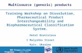 WHO Prequalification Programme June 2007 Training Workshop on Dissolution, Pharmaceutical Product Interchangeability and Biopharmaceutical Classification.