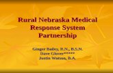 Rural Nebraska Medical Response System Partnership Ginger Bailey, R.N., B.S.N. Dave Glover***** Justin Watson, B.A.